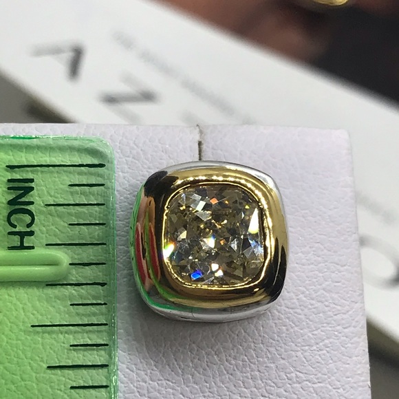 Silver Yellow Stud Earrings - Picture 4 of 6